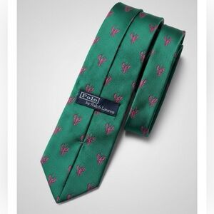 Polo by Ralph Lauren Green Silk with Pink Lobster pattern tie